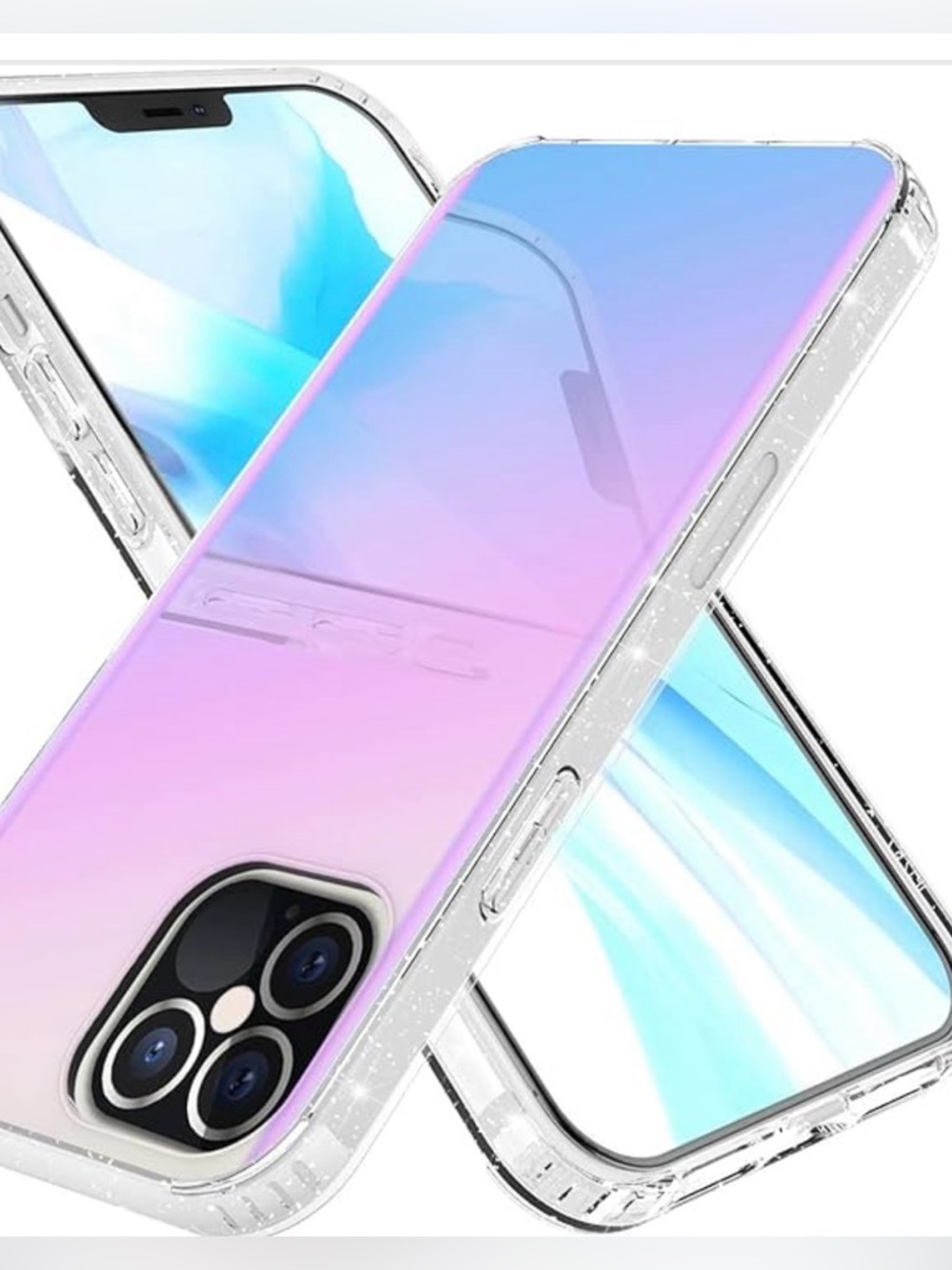 Clear Gradient Pink-to-Lilac Shock-Absorbent iPhone 12 ProMax Case